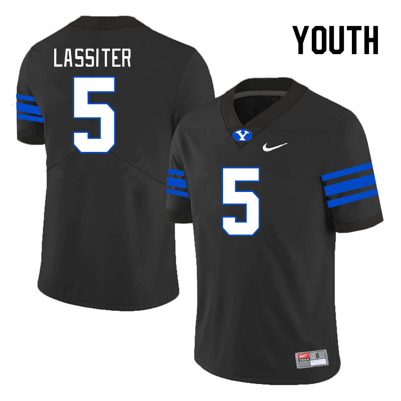 Youth #5 Darius Lassiter BYU Cougars College Football Jerseys Stitched Sale-Black